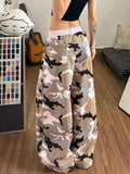 AIDASE  -  Women Camouflage Baggy Pants Y2k Pink Drawstring Waist Trousers Harajuku Wide Leg Long Sweatpants Female Loose Fit Pants aidase-shop