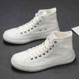 AIDASE  -  New Retro Unisex Canvas Shoes High Top Lace Up Women Men Middle Cut Sneakers Fresh Solid Colors Students Casual Shoes aidase-shop