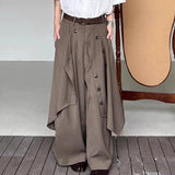 AIDASE  -  Korean Retro Trousers Skirt Solid Button Top Japanese Style New Men Women Irregular Design Pants Oversized Hakama Aesthetic aidase-shop