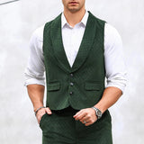 AIDASE  -  Fashionable Mens Textured Suit Jackets Sleeveless Button-up V Neck Lapel Waistcoats Men Spring Fall Casual Slim Fit Vest Jacket aidase-shop