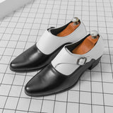 AIDASE  -  Men's High Heel Leather Shoes 5cm Pointed Toe Business Formal Shoes Trendy Hairstylist Style Casual round Toe Leather Shoes aidase-shop