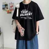 AIDASE  -  Fashion O-Neck Loose All-match Printed Letter T-Shirts Men's Clothing Summer New Oversized Korean Tops Casual Tee Shirt aidase-shop