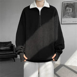 AIDASE  -  Street Style Knitting Pullovers Men Stand Collar Half Zipper Solid Loose Knit Sweater Male Autumn Winter Casual knitwear M-8XL aidase-shop
