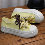 AIDASE  -  Hot Sale Women Thick Sole Canvas Shoes Vintage Fashion Students Breathable Lace-Up Sneakers Platform Black Sports Shoes aidase-shop
