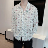 Aidase Summer Shirt New Butterfly Long Sleeve Shirt Tassel Casual Turn-down Collar Fashion Male Clothing 2024 Trendy