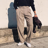 AIDASE  -  New Men Clothing Mid-Rise Mens Pants Button Loose Straight Leg Wrinkle-Free Business Casual Trousers Dress Pants aidase-shop