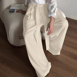 AIDASE  -  Men Wide Leg Pants Solid Color Button Joggers Lace Up Loose Trousers Men Streetwear Loose Fashion Casual Male Long Pants aidase-shop
