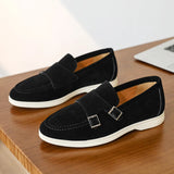 AIDASE  -  Suede Leather Men's Business Casual Shoes Handmade Double Buckle Loafers Leisure Slip on Flats Outdoor Male Driving Moccasins aidase-shop