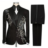 AIDASE  -  Modern Wedding Men Suits 2 Piece Jacquard Coat Pants Groom One Button Suit Business Blazer Pants Prom Party Jacket Customized aidase-shop