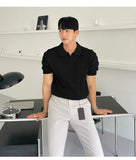 AIDASE  -  Summer Clothing Men's Luxury Knitted Jacquard Skinny Polo Shirt Korean Popular Breathable Leisure V Neck Short Sleeve Knitwear aidase-shop