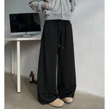 AIDASE  -  Gray American Sweatpants Men Autumn Draped Straight Wide-leg Sports Casual Trousers aidase-shop