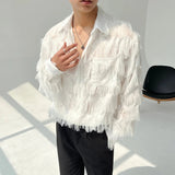 AIDASE  -  Men Wave Tassels Semi-transparent Loose Casual Long Sleeve Vintage Fashion Party Dress Shirts Blouses Stage Clothing Costume aidase-shop