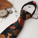 AIDASE  -  New Retro Brown Lazy Zipper Ties For Men Italian Polka Dot Formal Business Neckties 8cm Flower Striped Silk Tie Suit Accessories aidase-shop