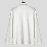 AIDASE  -  Men Shirt Hollow Out See Through Solid Color Lapel Long Sleeve Men Clothing Streetwear Loose 2025 Fashion Casual Tops aidase-shop