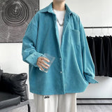 Aidase New Korean Style Shirt Plus Size 5Xl-M Corduroy Shirts Men Harajuku Pineapple Cubes Mens Shirt Long Sleeve Streetwear Fashions aidase-shop