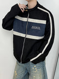 AIDASE  -  Retro Contrast Jacket Motorcycle Suit Suede Stand Collar Jacket Men's High-end Outdoor Niche Bomber Jacket Baseball Uniform Suit aidase-shop