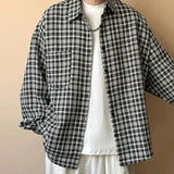 AIDASE  -  Spring Clothing Men's Casual Luxury Plaid Shirts Japanese Style Vintage Long Sleeve Cardigan Check Tops Fashion Leisure 2025 New aidase-shop