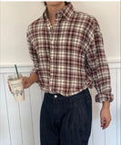 AIDASE  -  Oversized Men's Plaid Long Sleeve Korean Style Shirt, Trendy Loose Plaid Shirt, Handsome Jacket, Unisex American Retro Plaid aidase-shop