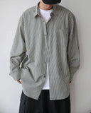 AIDASE  -  Unisex Casual Striped Relaxed-Fit Long Sleeve Shirt in Soft Sage, Classic Blue & Timeless Charcoal aidase-shop