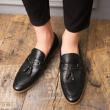 AIDASE  -  Men Shoes Business Fringed Shoes Black Brown Casual Comfortable Flip-top Designer Fashion Leather Shoes Social Shoes Men aidase-shop