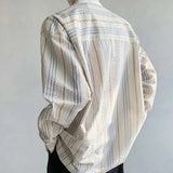 AIDASE  -  Rose Printing Men's Shirts Colorful Striped Deign Stand Collar Long Sleeved Contrast Color Single Breasted Male Tops aidase-shop