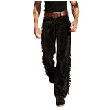 AIDASE  -  Men's Western Fringe Bell Bottom Pants Regular Fit High Waist Jeans Sweatpants Retro Cowboy Trousers Casual aidase-shop