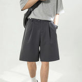 AIDASE  -  Casual Mens Loose Wide Leg Shorts Spring Summer Stylish Solid Color Straight Bottoms Men Fashion Draped Baggy Shorts Streetwear aidase-shop