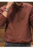 AIDASE  -  American Retro Half Zipper Lapel Hoodie Men's New Velvet Pullover Sweatshirts Autumn Winter Raglan Sleeve Amikage Tough Coats aidase-shop