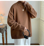 AIDASE  -  Men's High Ne Knitted Sweater Pure Color Loose Fit Winter Warm Trendy Hong Kong Sle Underwear Casual Long Sve Top aidase-shop