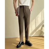 AIDASE  -  Summer Men's Straight Slim Fit Korean-style Tapered Solid Color Dress Pants Casual Trousers  28-38 aidase-shop