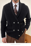 AIDASE  -  Light Luxury High-end Heavy Knitted Jacket Men Green Fruit Collar Double Breasted Sweater Warmth. New Autumn Winter Cardigans aidase-shop