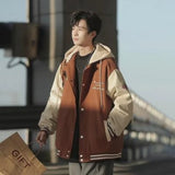 Aidase Japanese Casual Men 2-piece College Letter Printed Hooded Jacket+oversized Multi Pocket Wide Leg Pants Set Fashion Couple Suits aidase-shop