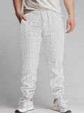 AIDASE  -  Sports Breathable Loose Drawstring Trousers For Men Spring Summer Daily Casual Solid Color Linen Pants Mens Leisure Linen Pants aidase-shop