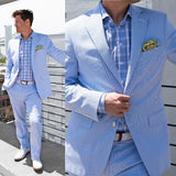 AIDASE  -  Light Blue Men's Suit 2 Pieces Blazer Pants One Button Peaked Lapel Formal Business Slim Fit New Wedding Groom Costume Homme aidase-shop