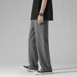 AIDASE  -  Men's Black Ice Silk Wide Leg Pants Thin Man Comfortable Quick Drying Pants Summer Loose Casual Streetwear Loose Trouser Pants aidase-shop