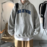 Vintage Fleece Hooded Sweatshirt Men Autumn/Winter New Korean Brand Grey Sweatshirts Men's Oversized Unisex Pullover Hoodie aidase-shop