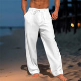 AIDASE  -  Men's Linen Long Pants Summer Beach Shorts Front Pockets Solid Color Breathable Casual Daily Vacation aidase-shop