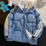 55.59Aidase American Autumn and Winter Street Fashion Men and Women Loose Stand Collar Striped Jacket Couple Loose Retro Casual Top Y2k aidase-shop