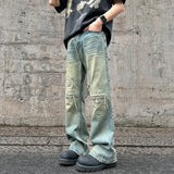 AIDASE  -  Summer New Fashion Men's Zipper Straight Pants Retro Trend Jeans Washed Loose Pants Trend Casual Clothing Blue Jeans aidase-shop