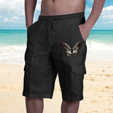 Aidase Vintage Men Linen Shorts Multi Pocket Drawstring Cargo Knee Length Pants Summer Fashion Casual Loose Beach Short Trousers Male