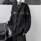 Aidase Mens Autumn Winter American Retro Deconstructed Y2k Zipper Knitted Sweater Genderless Essential Casual Trendy Street Sweater aidase-shop