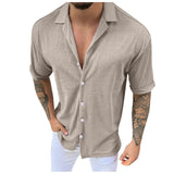 AIDASE  -  Trendy Wrinkle-Free New Men'S Shirt Men Casual Short Sleeve Spring Summer Turndown Neck Solid Shirts Fashion Camisas De Hombre aidase-shop