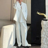 AIDASE  -  Spring New Men Tide Suit Set Niche Double Collar Strap Design Wide Leg Pants Casual Straight Korean Chic Blazer Sets aidase-shop