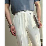 AIDASE  -  Summer Men's Straight Slim Fit Korean-style Tapered Solid Color Dress Pants Casual Trousers  28-38 aidase-shop