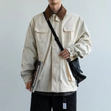 AIDASE  -  Lapel Contrasting Color Jackets Spring Autumn Japanese Ins Trendy Cool Casual Versatile Loose Coats Men's Green Workwear Jacket aidase-shop
