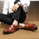 Aidase Fashion Brand New Designer British Monk Strap Leather Shoes Flat for Men Low Cut Dress Formal Wedding Prom Oxford Zapatos Hombre aidase-shop