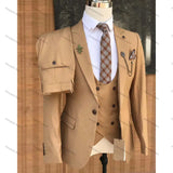 Aidase Solid Color Formal Men Suits One Button Peak Lapel Blazer Skinny 3 Piece Jacket Pants Vest Outfits Luxury Wedding Full Set Terno