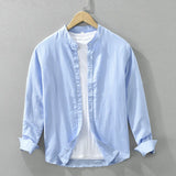 Aidase Soft Washed Cotton Linen Men Shirt 2024 Spring Autumn Japan Style Fashion Long Sleeve Blouses for Youth Fall Male Casual Coats