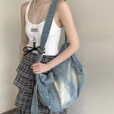 AIDASE  -  Korean Casual Large Capacity hobos denim Bags For Women Luxury Designer Handbag And Purse In Wide Straps Cloth Shoulder aidase-shop