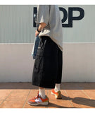 AIDASE  -  Japanese Streetwear Beige Cargo Capri Pants Women Harajuku Hippie Pockets Oversize Wide Leg Trousers Jogging Summer aidase-shop